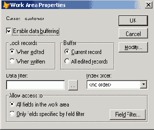 ����������� ���� ���������� � ���������� ���� Work Area Properties