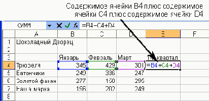 Ссылки на ячейки можно вводить