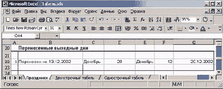 Список с перемещенными датами