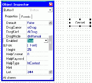 Свойство кнопки Cancel в среде