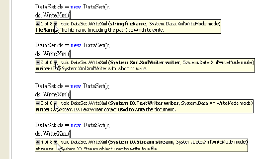 ������ ����������� � ��������� ��������������� ������� DataSet