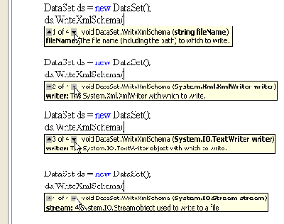 ������ ����������� � ��������� ��������������� ������� DataSet