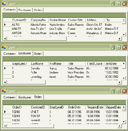 ���������� �������� TableMappings ��� ��������� � DataSet ���������� ������
