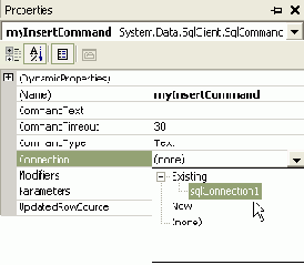 �������� �������� SqlCommand ��� �������� ��������� � ���� ������