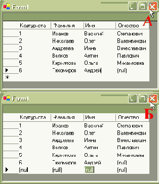 �������� �������� SqlCommand ��� �������� ��������� � ���� ������