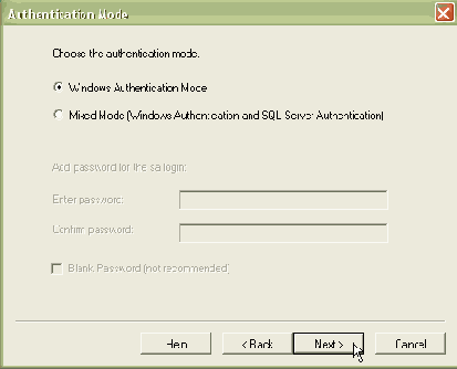 ����������� � ���� ������ Microsoft SQL Server � ����������� ��������