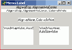  ������� ������ ������ � ���������� Label (�), StaticText (�) � Panel (�)