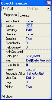 �������������� �������� ������� TAction