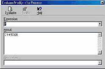 Диалоговое окно Evaluate/Modify