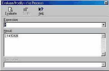 Диалоговое окно Evaluate/Modify