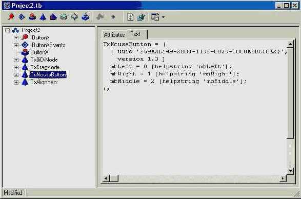 Вкладка Attributes в описании интерфейса