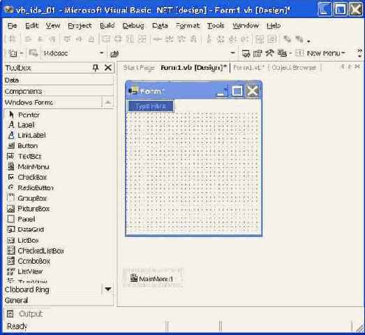Начало построения меню в редакторе