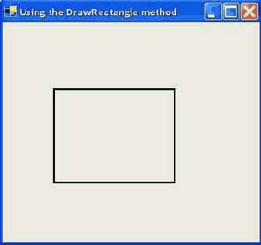 Результат вызова DrawRectangle: прямоугольник в рамке толщиной 6 пикселов Вывод текста