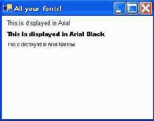 Вывод списка установленных шрифтов