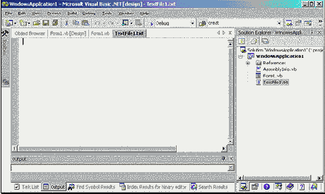 Ввод текста в текстовом редакторе Visual Studio NET