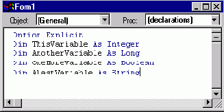 Dim VariableName As Type