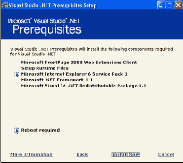 Инсталляция Visual Studio NET